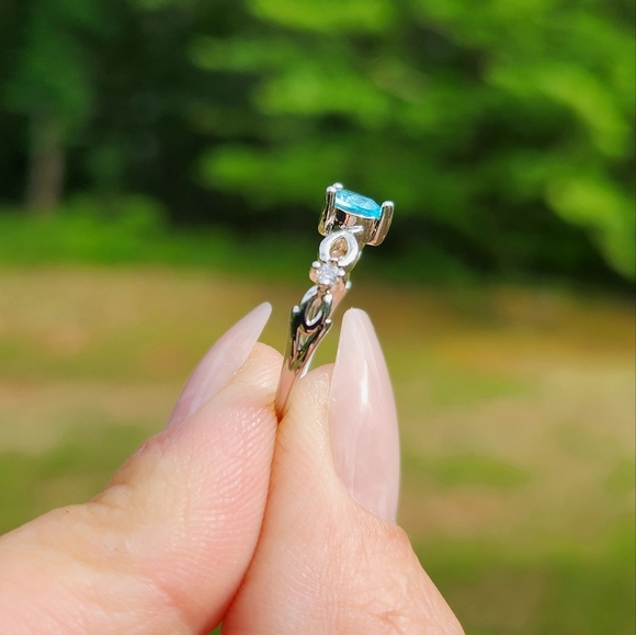 Blue Topaz, December Birthstone Ring, Promise Ring, - Picture 2 of 3